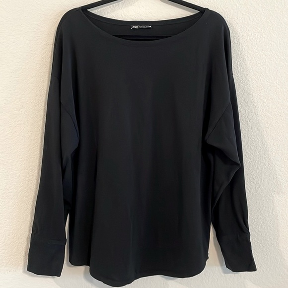 Zara Women's Shirt Large Black Cotton & Demin Whimsigoth Contemporary - Picture 1 of 11